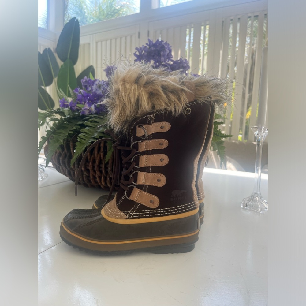 NWOB Sorel Joan of Arctic Wm. Sz 5 Tall Winter WP Snow Boots Brown  NL1540–248